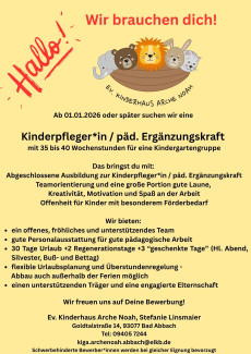 Stellenausschreibung KinderpflegerIn